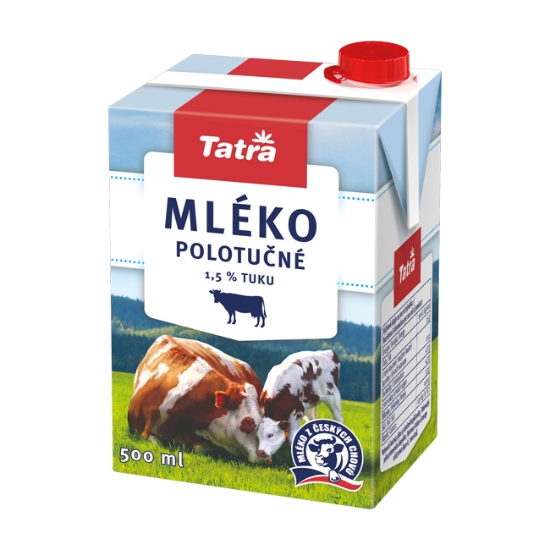 Obrázek Mléko polotučné 1,5% Tatra 500 ml